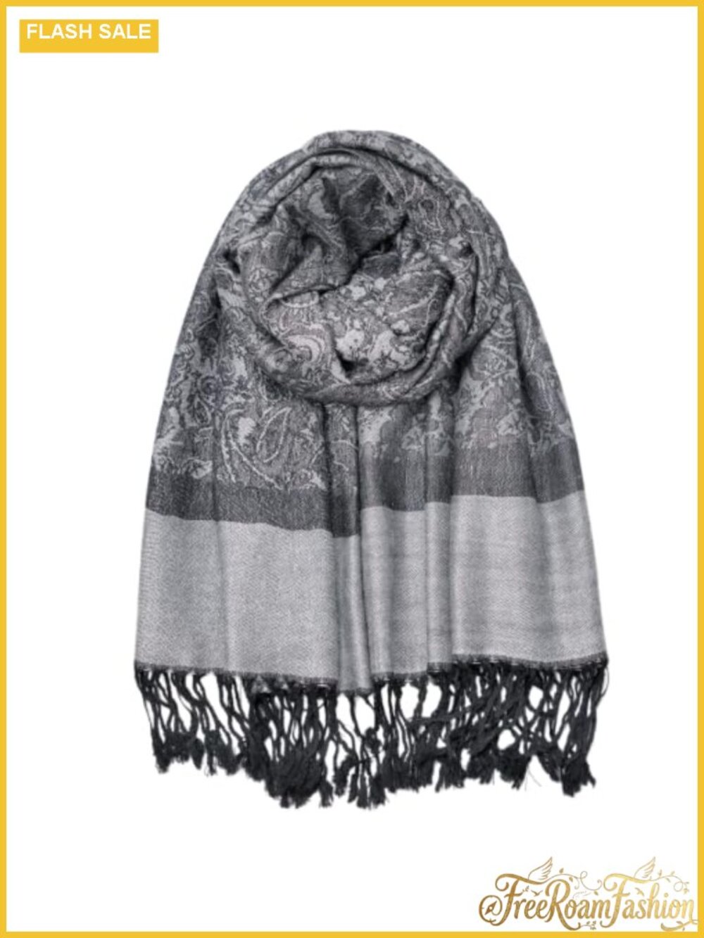 Paisley Fringed Pashmina Rave Wrap Shawl Reversible Rayon Womens